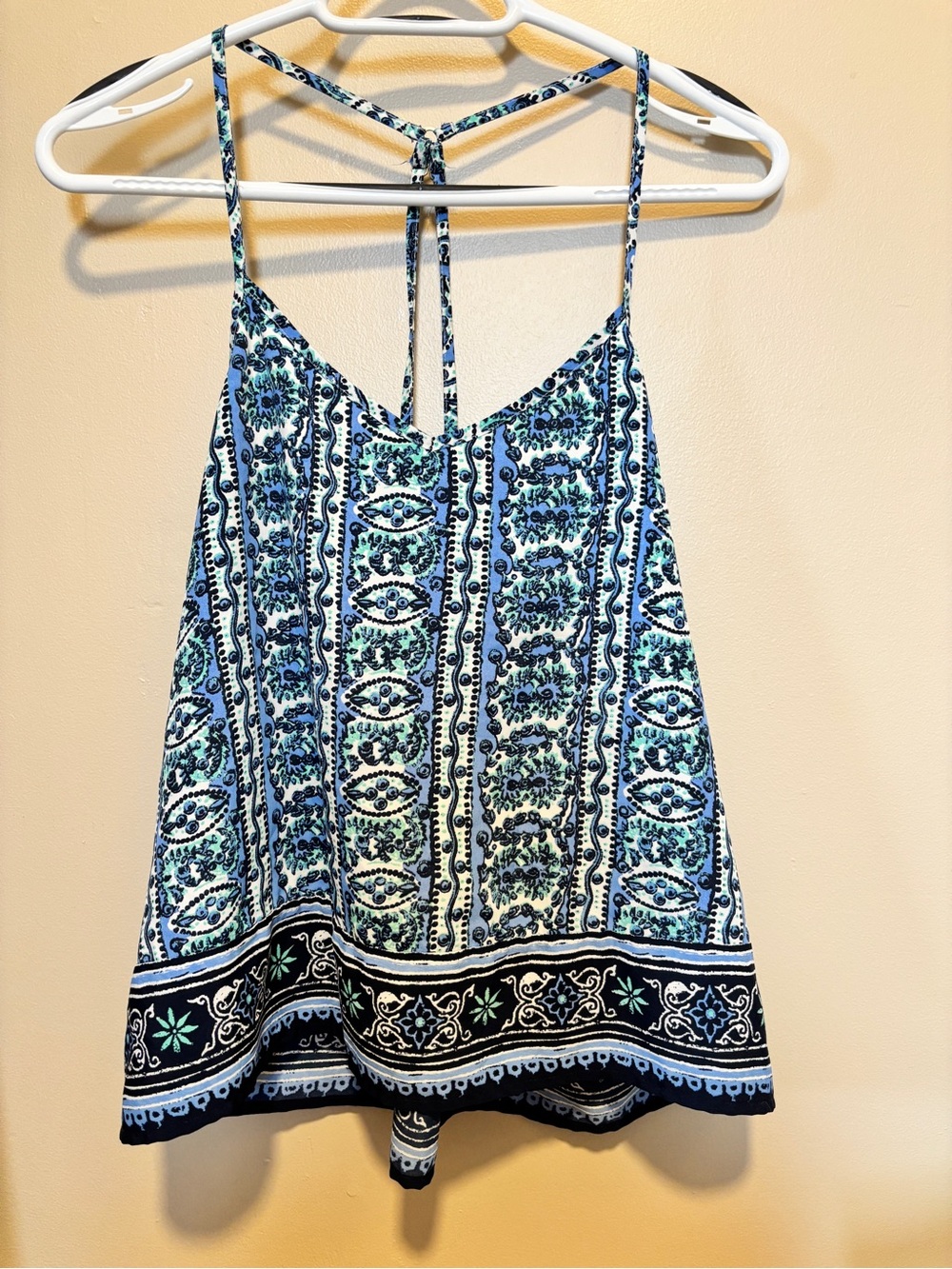 Hollister blue and white boho tank top